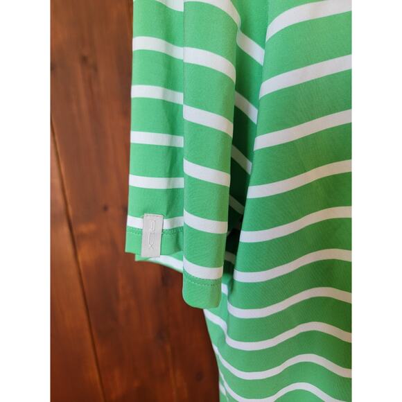 RLX Ralph Lauren Men XL Green White Stripe Performance Polo Shirt Casual Stretch - Picture 4 of 13